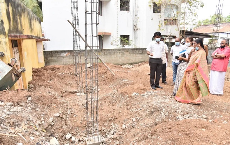 Commissioner inspection - Urban health wellness center Construction work at ward no. 43